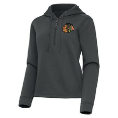 Chicago Blackhawks Antigua Women's Contemporary Quarter-Zip Hoodie - Pewter - NHL 202370510