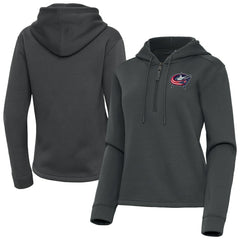 Columbus Blue Jackets Antigua Women's Contemporary Quarter-Zip Hoodie - Pewter - NHL 202370529
