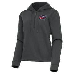 Columbus Blue Jackets Antigua Women's Contemporary Quarter-Zip Hoodie - Pewter - NHL 202370529