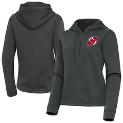 New Jersey Devils Antigua Women's Contemporary Quarter-Zip Hoodie - Pewter - NHL 202370535