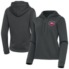 Montreal Canadiens Antigua Women's Contemporary Quarter-Zip Hoodie - Pewter - NHL 202370538