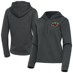 Minnesota Wild Antigua Women's Contemporary Quarter-Zip Hoodie - Pewter - NHL 202370552