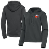 New York Islanders Antigua Women's Contemporary Quarter-Zip Hoodie - Pewter - NHL 202370569