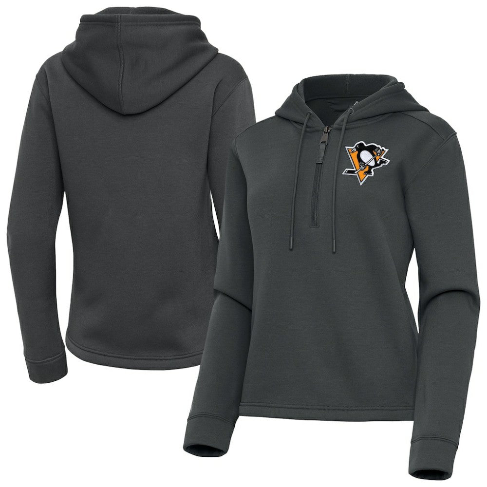 Pittsburgh Penguins Antigua Women's Contemporary Quarter-Zip Hoodie - Pewter - NHL 202370580
