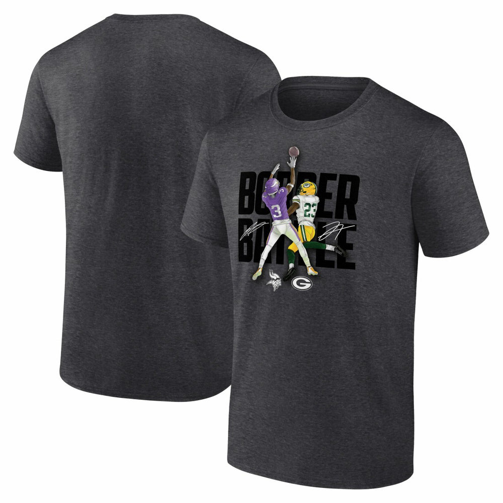 Fanatics Jordan Addison & Jaire Alexander Minnesota Vikings vs. Green Bay Packers Border Battle Player T-Shirt Charcoal