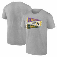 Fanatics Minnesota Vikings vs. Green Bay Packers Border Battle Pennant T-Shirt Heather Gray