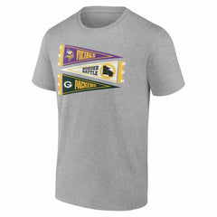Fanatics Minnesota Vikings vs. Green Bay Packers Border Battle Pennant T-Shirt Heather Gray