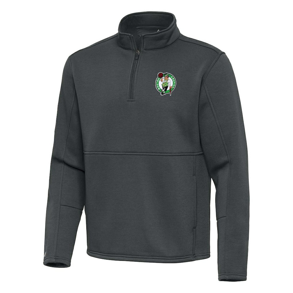 Boston Celtics Antigua Twist Quarter-Zip Pullover Top - Pewter