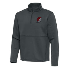 Portland Trail Blazers Antigua Twist Quarter-Zip Pullover Top - Pewter