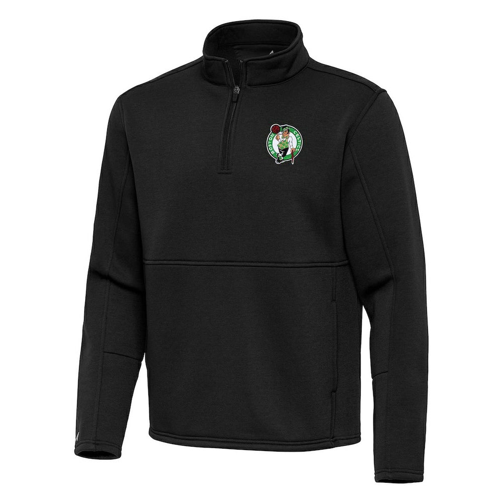 Boston Celtics Antigua Twist Quarter-Zip Pullover Top - Black