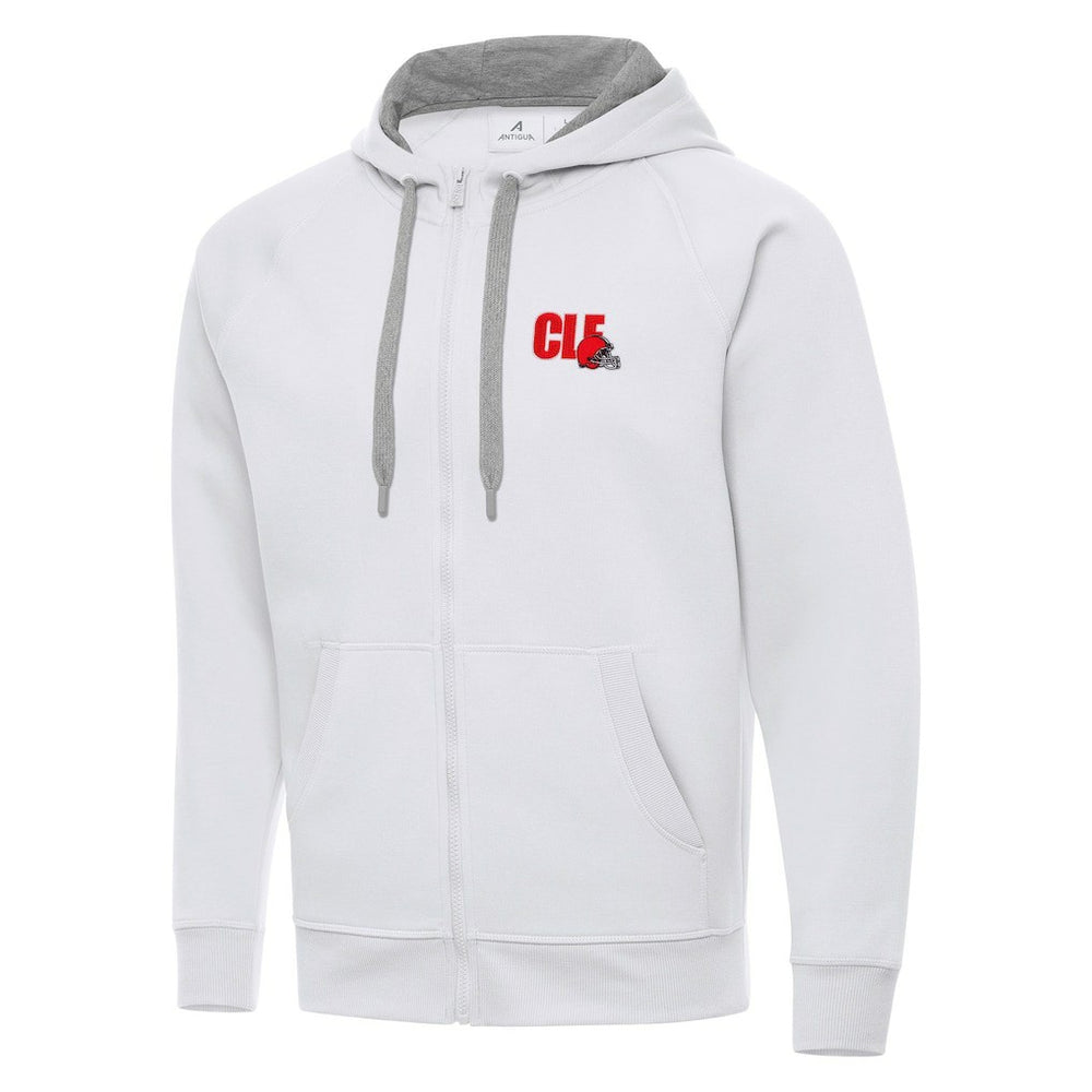 Men's Cleveland Browns Antigua Victory Full-Zip Hoodie White