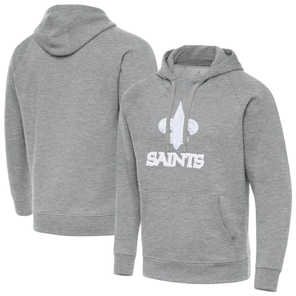 New Orleans Saints Antigua Victory Pullover Hoodie Heather Gray