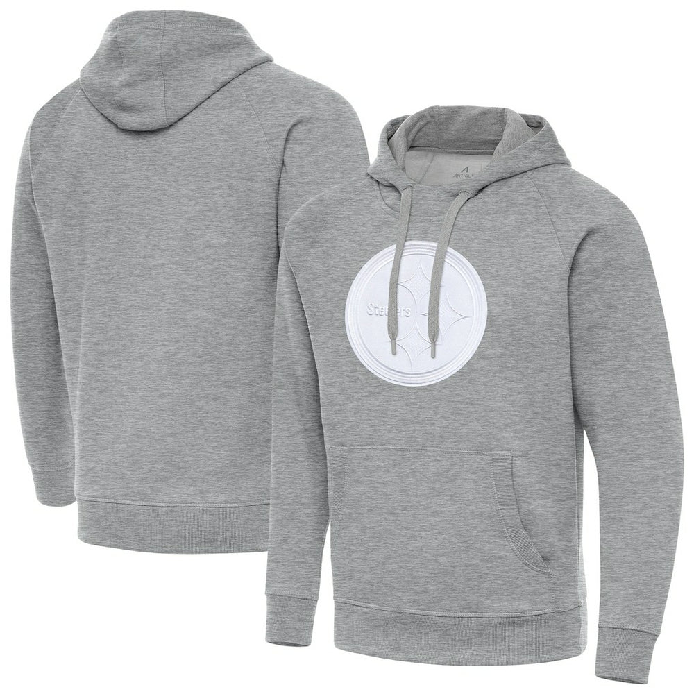 Pittsburgh Steelers Antigua Victory Pullover Hoodie Heather Gray