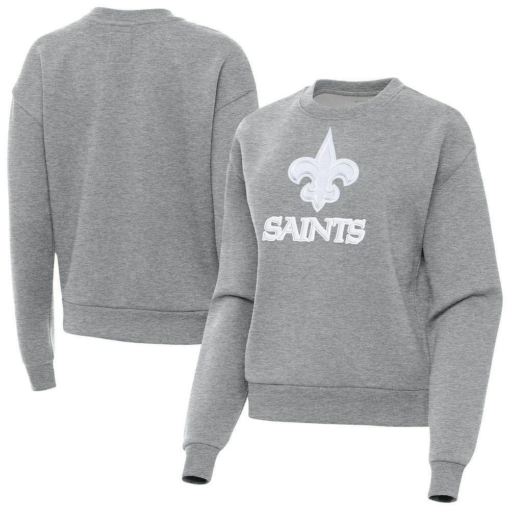 New Orleans Saints Antigua Women's Victory Pullover Sweatshirt Heather Gray