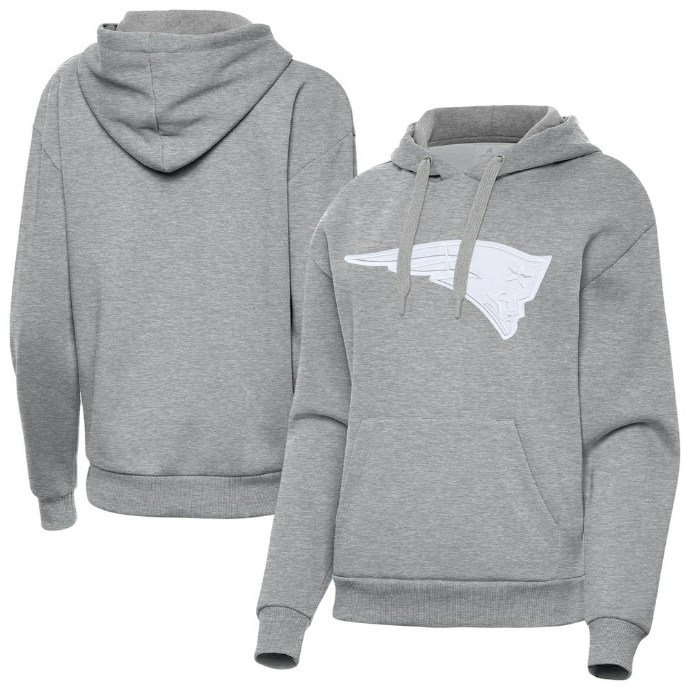 New England Patriots Antigua Women's Victory Pullover Hoodie Heather Gray