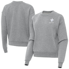 New Orleans Saints Antigua Women's Victory Crew Pullover Sweatshirt Heather Gray