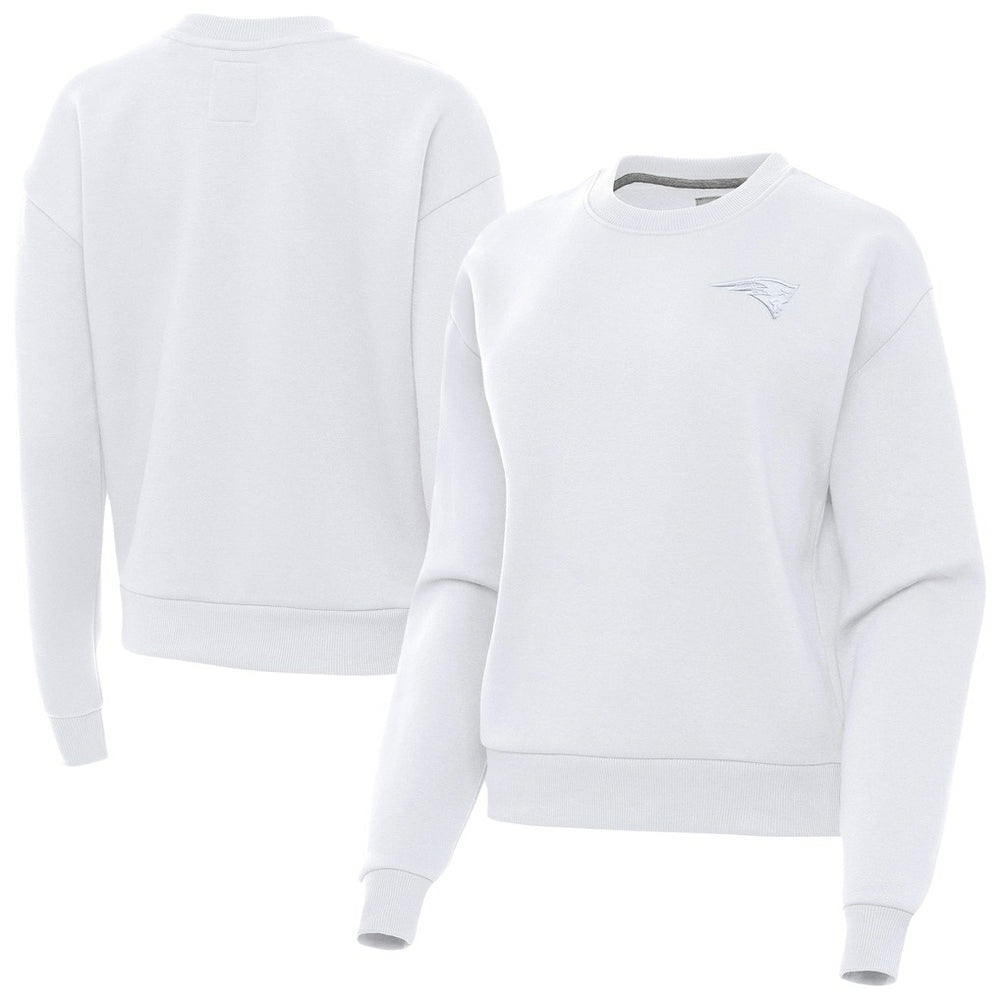 New England Patriots Antigua Women's Victory Crew Pullover Sweatshirt White
