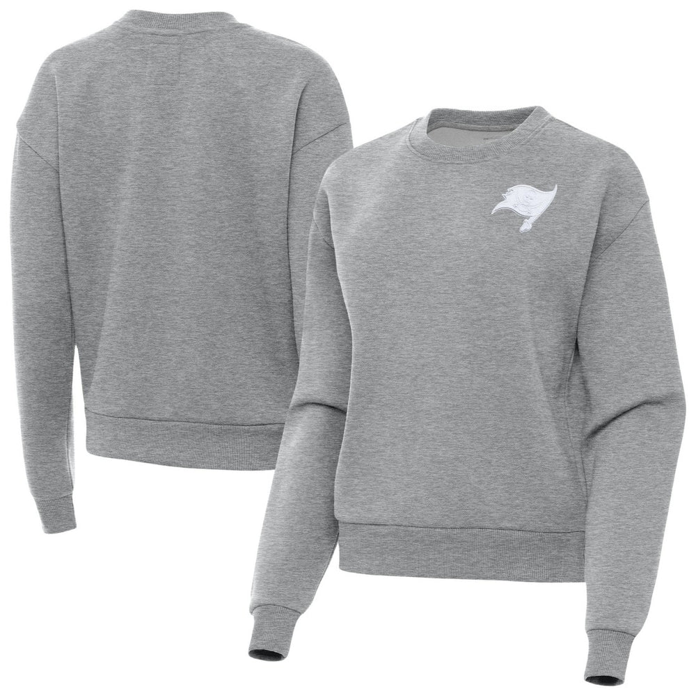 Tampa Bay Buccaneers Antigua Women's Victory Crew Pullover Sweatshirt Heather Gray