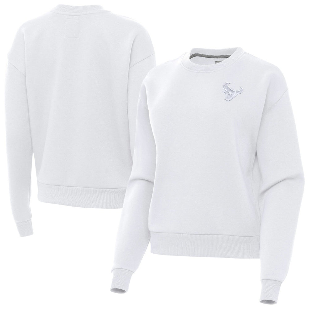 Houston Texans Antigua Women's Victory Crew Pullover Sweatshirt White