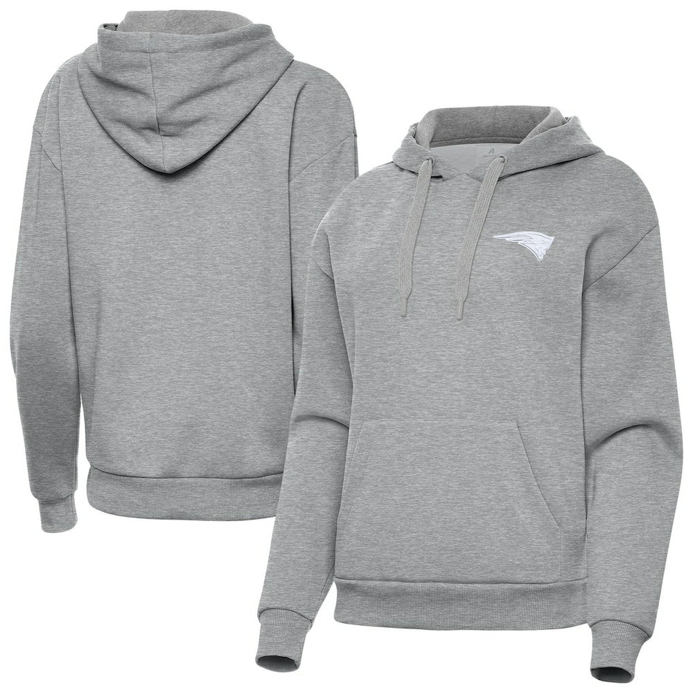 New England Patriots Antigua Women's Victory Pullover Hoodie Heather Gray