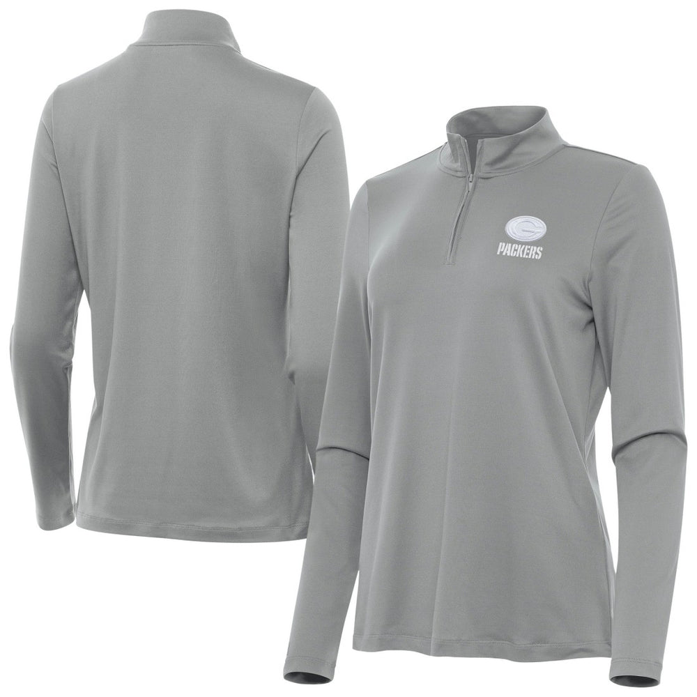 Green Bay Packers Antigua Women's Reprocess Quarter-Zip Top Gray