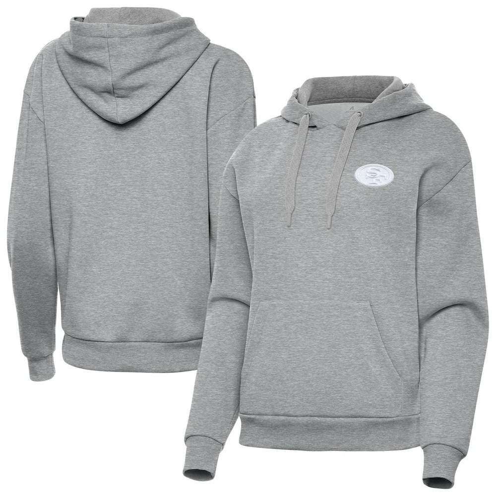 San Francisco 49ers Antigua Women's Victory Pullover Hoodie Heather Gray