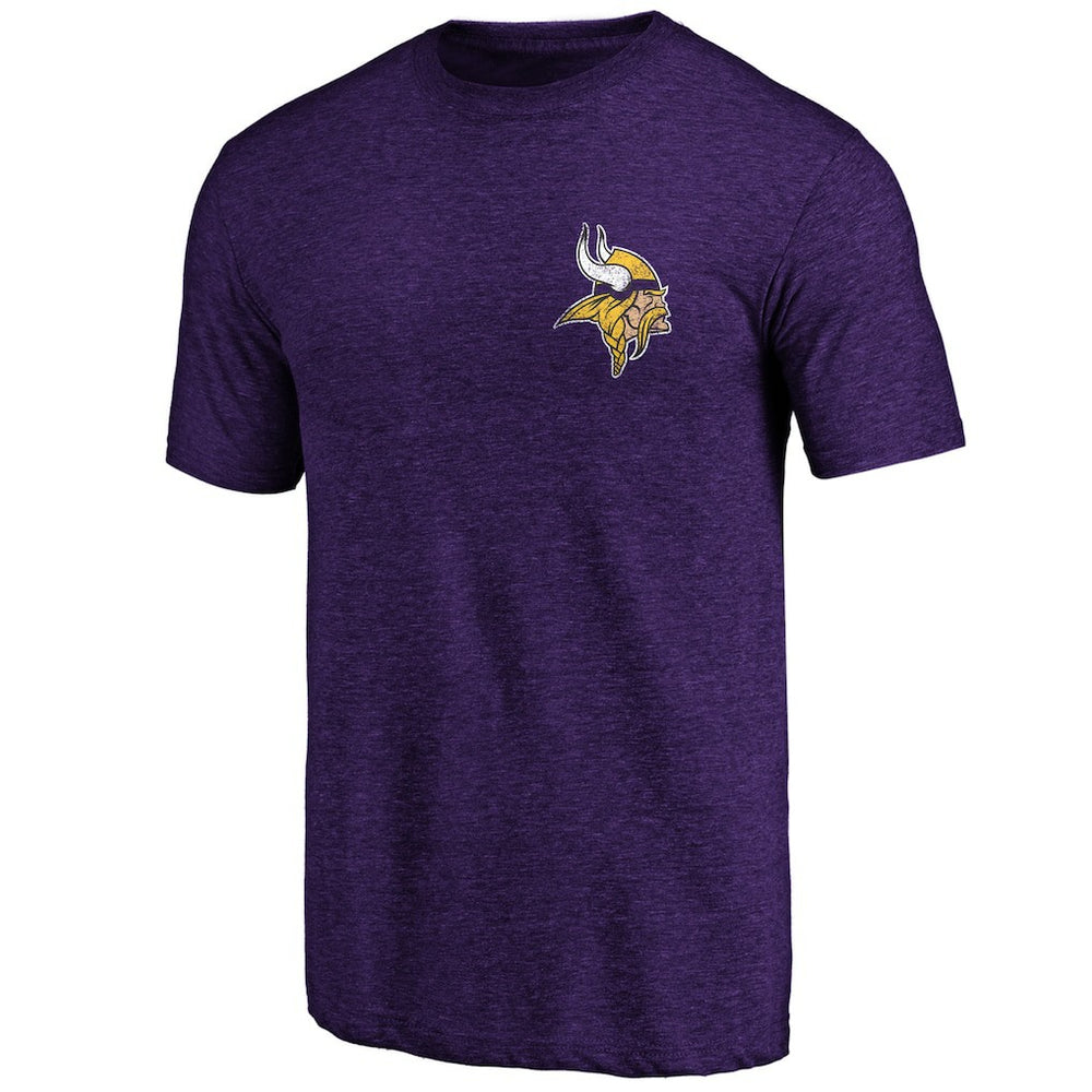Minnesota Vikings Purple Left Chest Distressed Tri-Blend T-Shirt