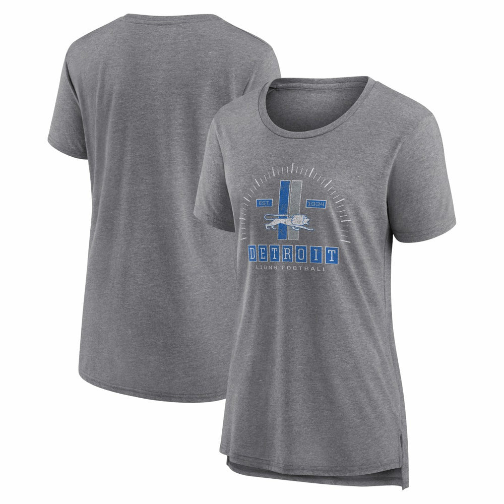 Nike Detroit Lions Women's Vintage Graphic Tri-Blend Scoop Neck T-Shirt Gray