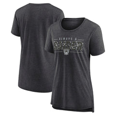Nike Las Vegas Raiders Women's Vintage Graphic Tri-Blend Scoop Neck T-Shirt Charcoal