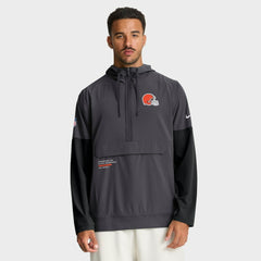 Nike Cleveland Browns Sideline Anorak Half-Zip Hoodie Jacket Anthracite