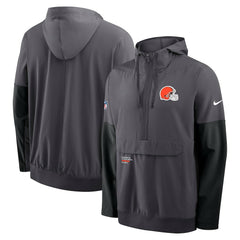 Nike Cleveland Browns Sideline Anorak Half-Zip Hoodie Jacket Anthracite