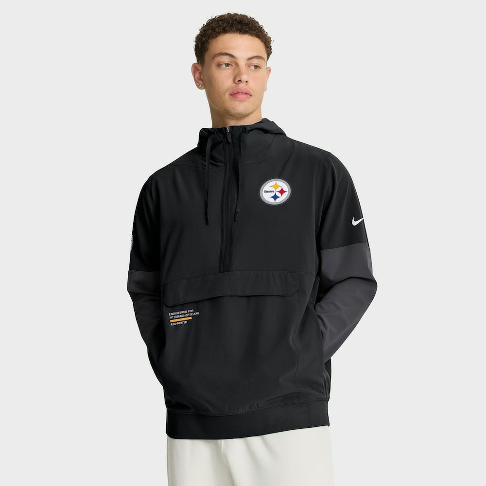 Nike Pittsburgh Steelers Sideline Anorak Half-Zip Hoodie Jacket Black