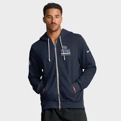 Nike Tennessee Titans Sideline Standard Issue Utility Player Dri-FIT Full-Zip Hoodie Navy
