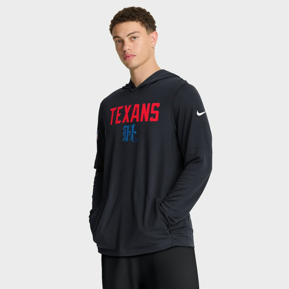 Nike Houston Texans Sideline Pass Accuracy Dri-FIT Long Sleeve Hoodie T-Shirt Blue