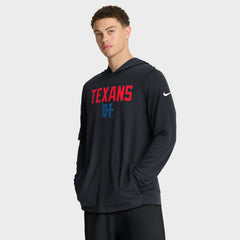 Nike Houston Texans Sideline Pass Accuracy Dri-FIT Long Sleeve Hoodie T-Shirt Blue