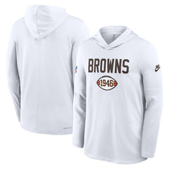 Nike Cleveland Browns Sideline Pass Accuracy Dri-FIT Long Sleeve Hoodie T-Shirt White