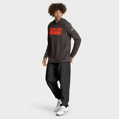Nike Cleveland Browns Sideline Pure Fury Performance Long Sleeve Hoodie T-Shirt Brown