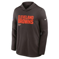 Nike Cleveland Browns Sideline Pure Fury Performance Long Sleeve Hoodie T-Shirt Brown