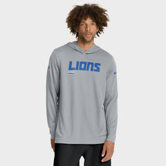 Nike Detroit Lions Sideline Pure Fury Performance Long Sleeve Hoodie T-Shirt Gray