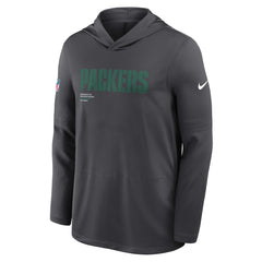 Nike Green Bay Packers Sideline Pure Fury Performance Long Sleeve Hoodie T-Shirt Anthracite
