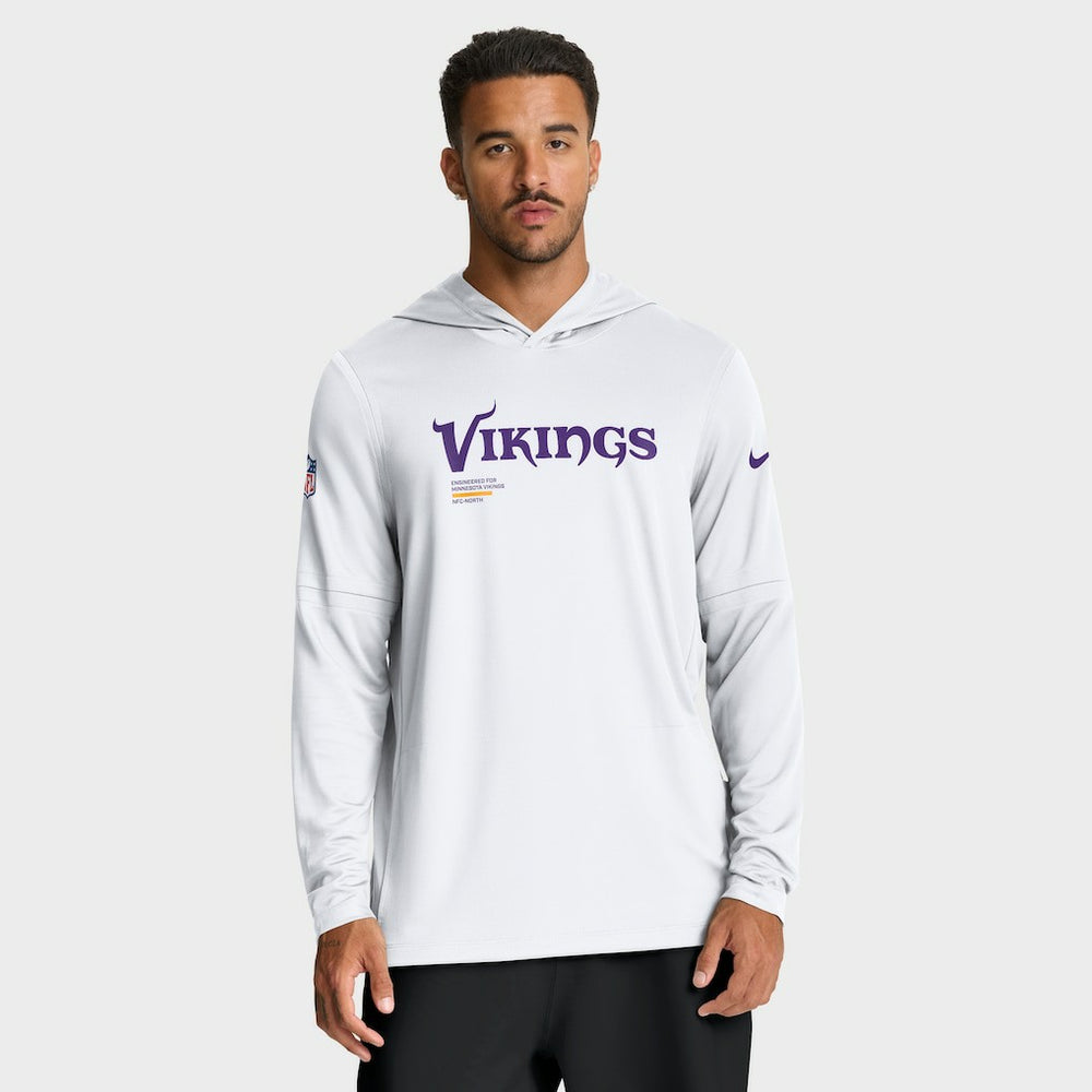 Nike Minnesota Vikings Sideline Pure Fury Performance Long Sleeve Hoodie T-Shirt White