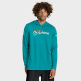 Nike Miami Dolphins Sideline Pure Fury Performance Long Sleeve Hoodie T-Shirt Aqua