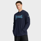 Nike Tennessee Titans Sideline Pure Fury Performance Long Sleeve Hoodie T-Shirt Navy