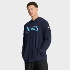 Nike Tennessee Titans Sideline Pure Fury Performance Long Sleeve Hoodie T-Shirt Navy