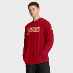 Nike San Francisco 49ers Sideline Pure Fury Performance Long Sleeve Hoodie T-Shirt Scarlet
