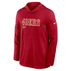 Nike San Francisco 49ers Sideline Pure Fury Performance Long Sleeve Hoodie T-Shirt Scarlet