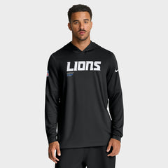 Nike Detroit Lions Sideline Pure Fury Performance Long Sleeve Hoodie T-Shirt Black