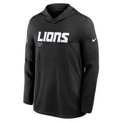 Nike Detroit Lions Sideline Pure Fury Performance Long Sleeve Hoodie T-Shirt Black
