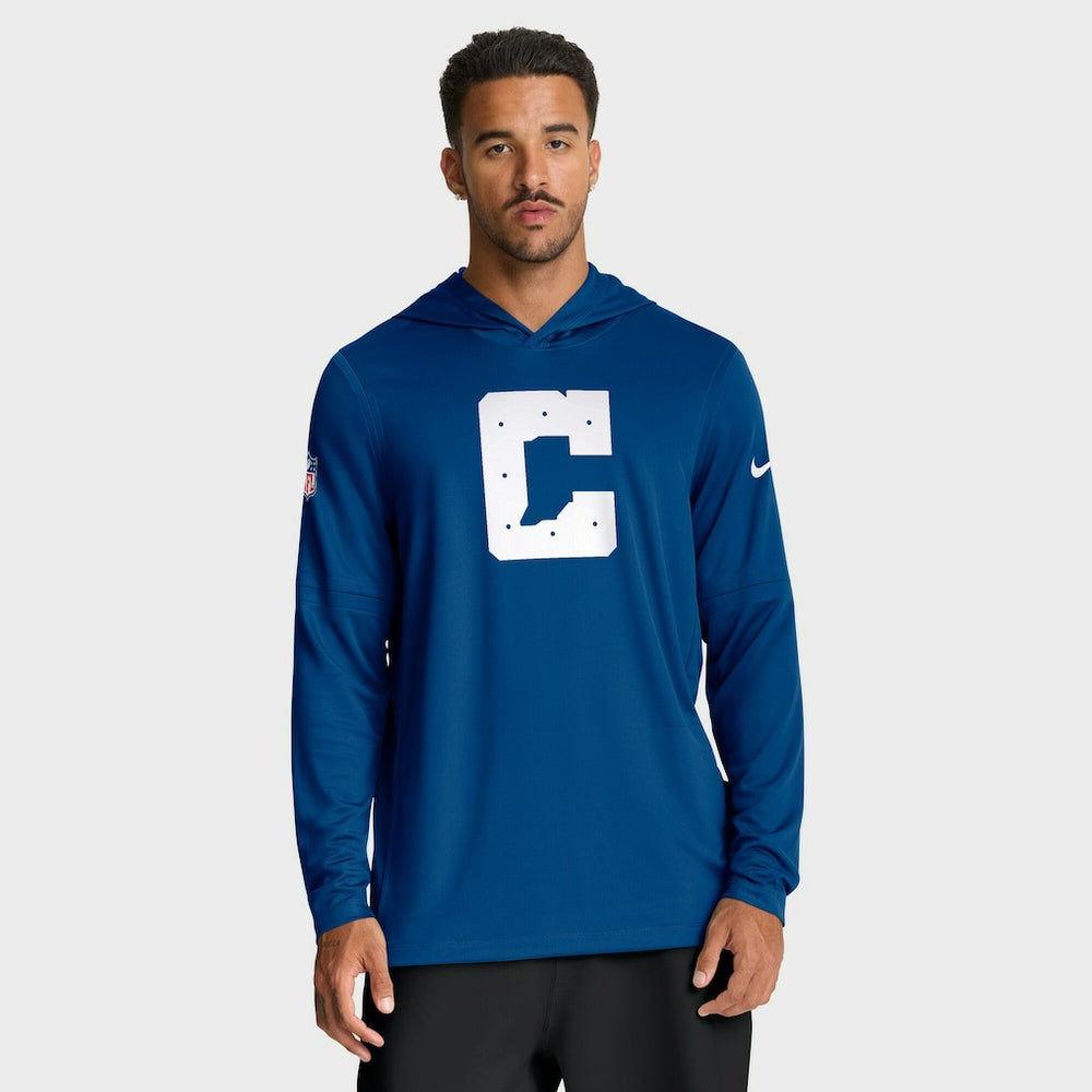 Nike Indianapolis Colts Sideline Option Read Dri-FIT Long Sleeve Hoodie T-Shirt Royal