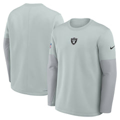 Nike Las Vegas Raiders Sideline Coach Therma-FIT Long Sleeve T-Shirt Silver